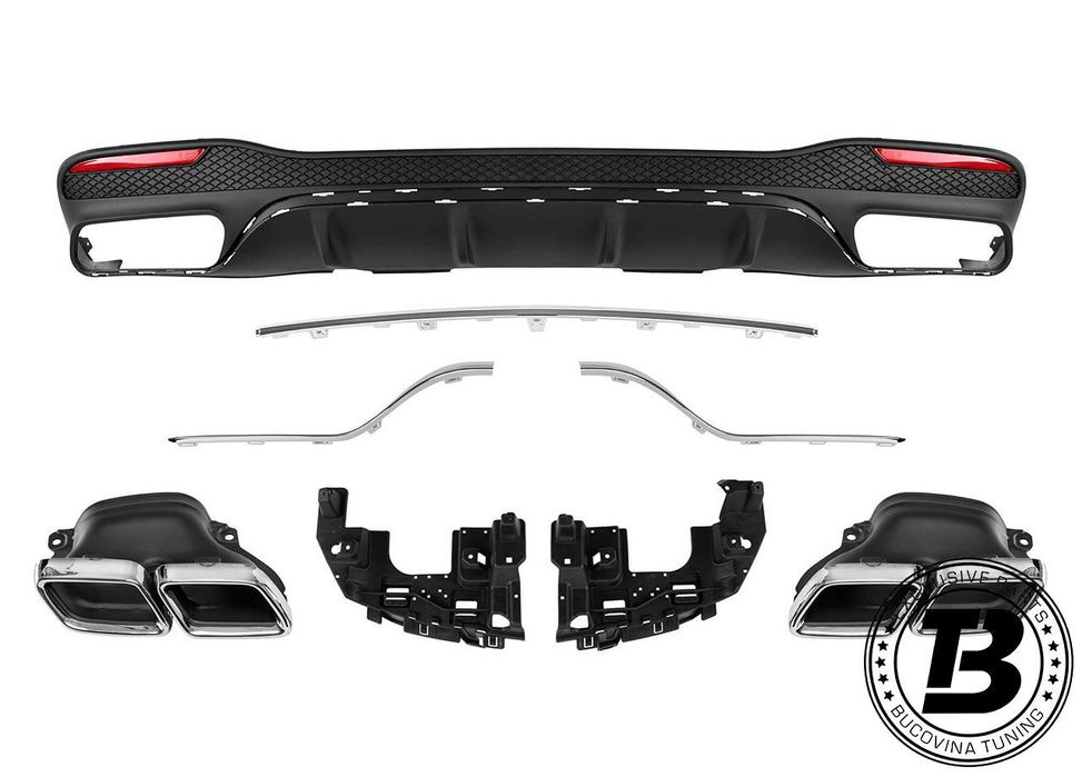 Difuzor Bara Spate cu Ornamente compatibil cu Mercedes GLE W166 AMG Design