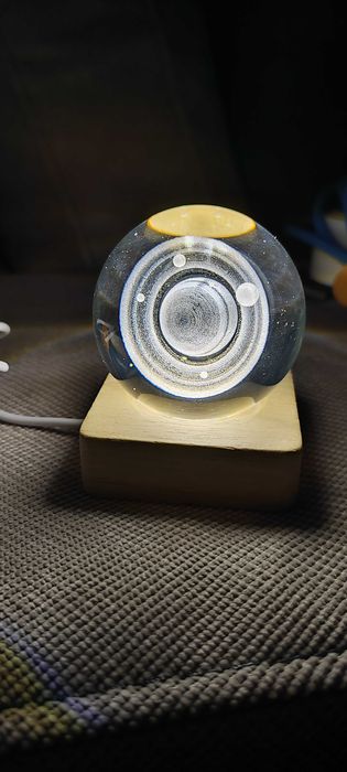 3D нощна лампа космос-Сатурн и нейните луни