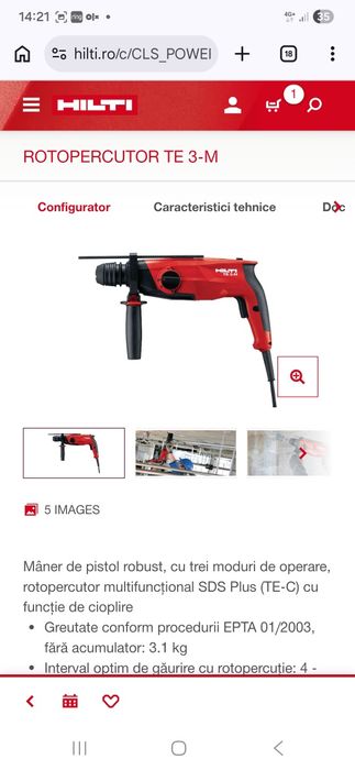 Hilti TE  3 M Ciocan Rotopercutor SDS-Plus Nou 2025