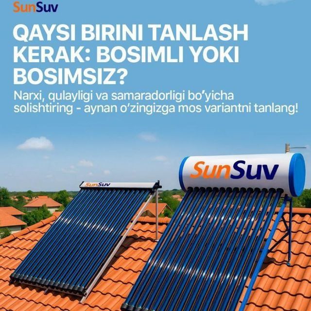 Quyosh Suv isitgichi 100 litrli bosimsiz “Sun Suv”
