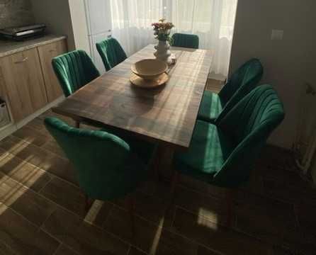 Разтегателна маса 160–190×90 + 8 стола – модерен комплект