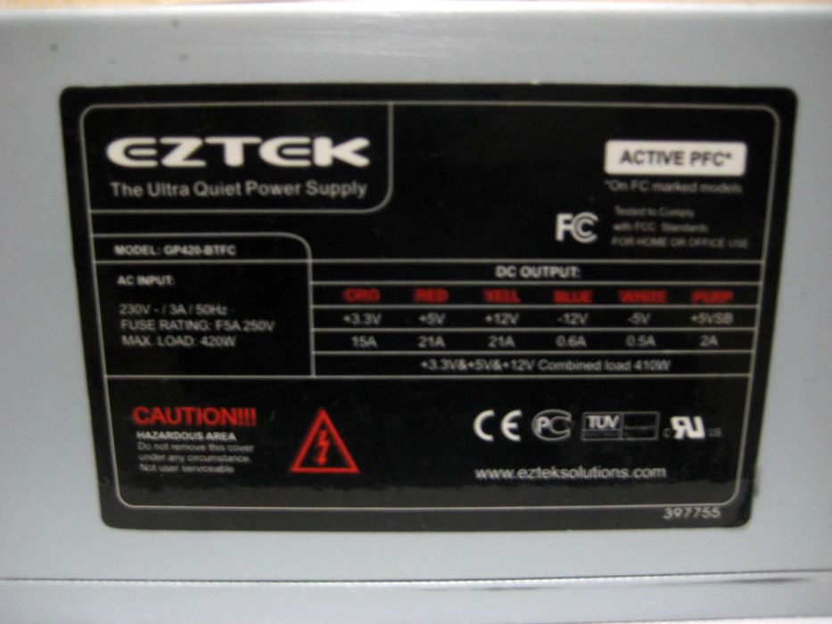 Блок питания EZTEK 420W идеальном рабочим состоянии!
