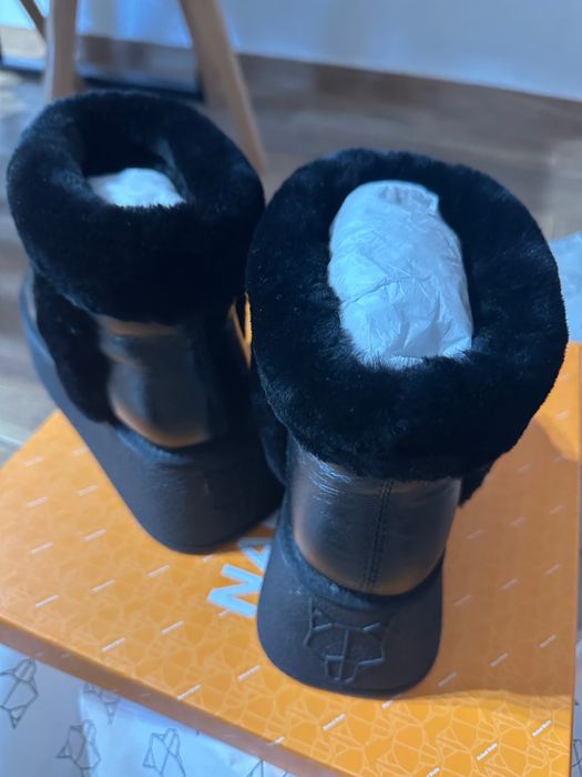 Ghete noi negre NAKED WOLFE din piele naturala, marimea 37