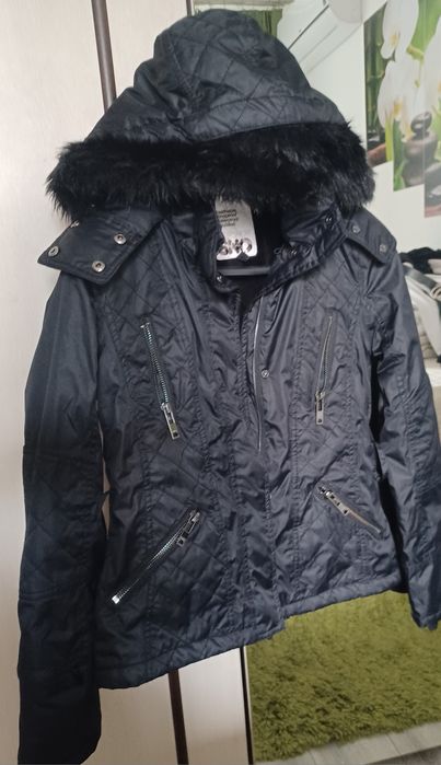 Страхотно топло зимно водоустойчиво черно дамско яке