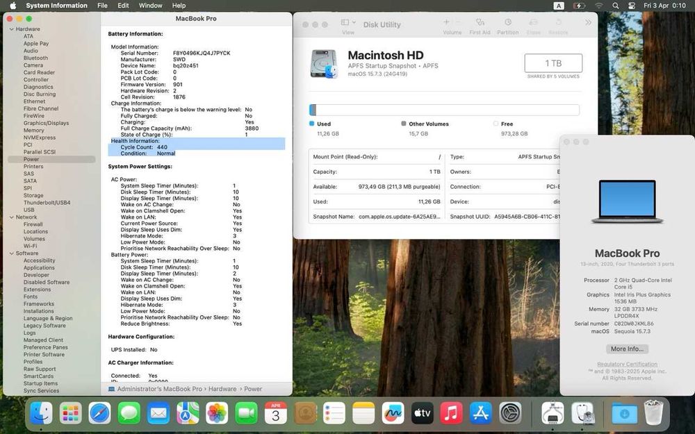 MacBook Pro 13" A2251 - Intel i5, 32 GB RAM, 1 TB SSD, Touchbar