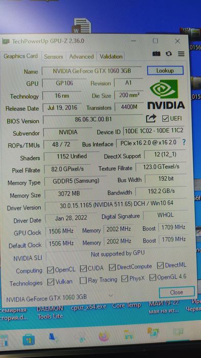 NVIDIA GeForce GTX1060 3Gb
