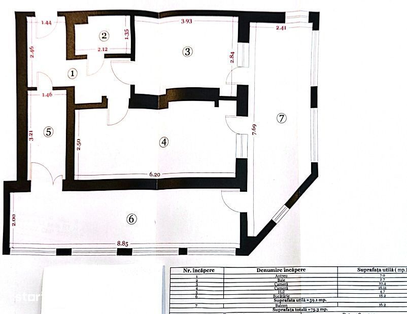 Apartament cu balcon și terasă, în apropiere de parcul central