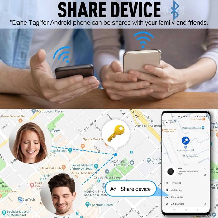 Android Air Tracker, 4 броя Android Smart Tag, Работи с приложението Google Where is, Bluetooth