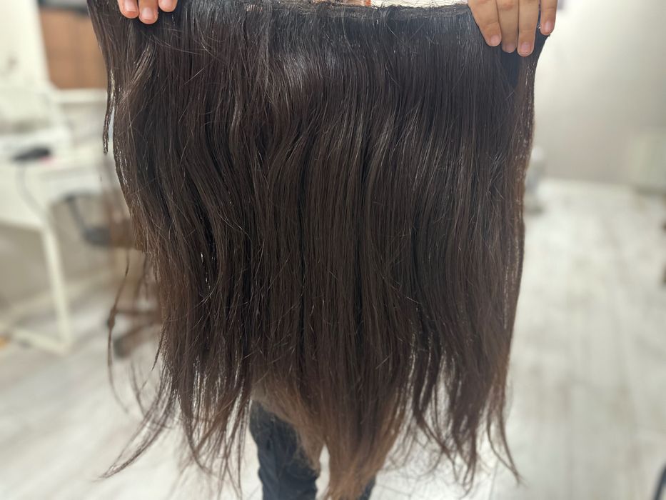 Естествена коса висок клас с ръчно шита тредс