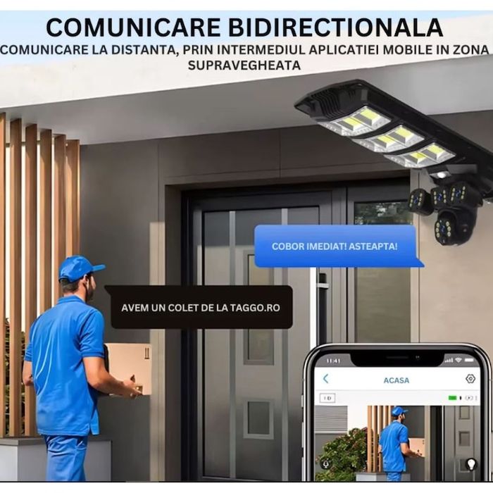 Lampa Solara cu Camera de Supraveghere XL SIM 4G, Aplicatie Mobila