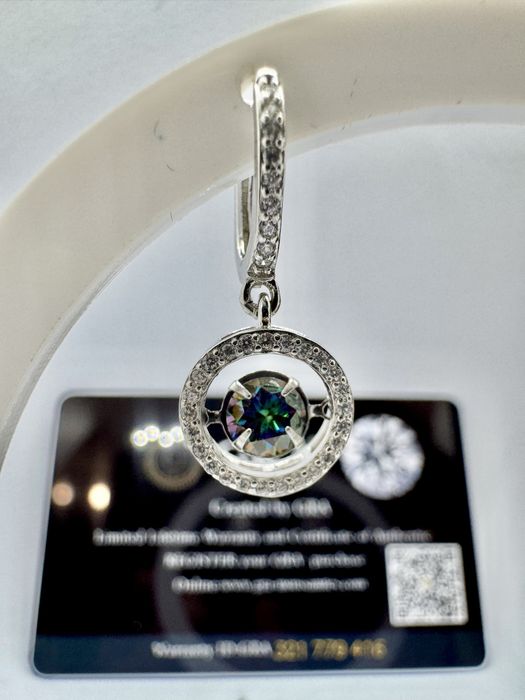 Сребърни обеци с мойсанит (Диамант) 0.5 карата