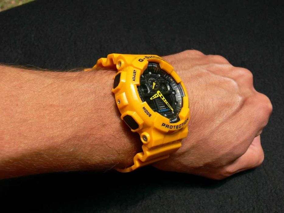 Ceas Sport Casio G-SHOCK GA-100 YELLOW- NOU 2026 !! Galben Lucios !!