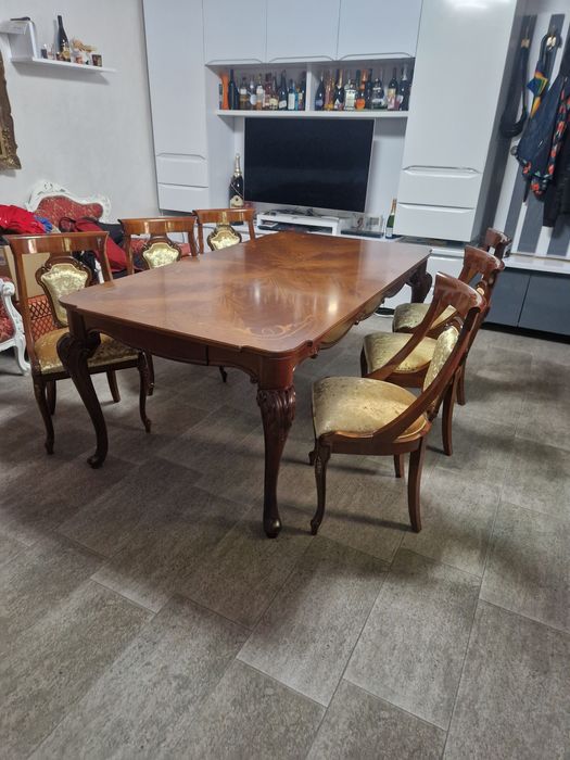 Masă cu schelet metalic și masă lemn masiv