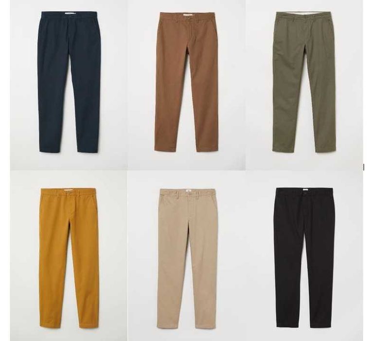 H&M 7 pantaloni chino slim tapered talie=88-90 cm. W32 M/48 noi+etich.