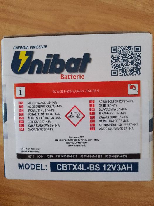 Мото акумулатор Unibat AGM 12V – Нов, запечатан