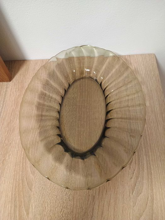 Farfurie bol servire sticla presata fumurie vintage retro