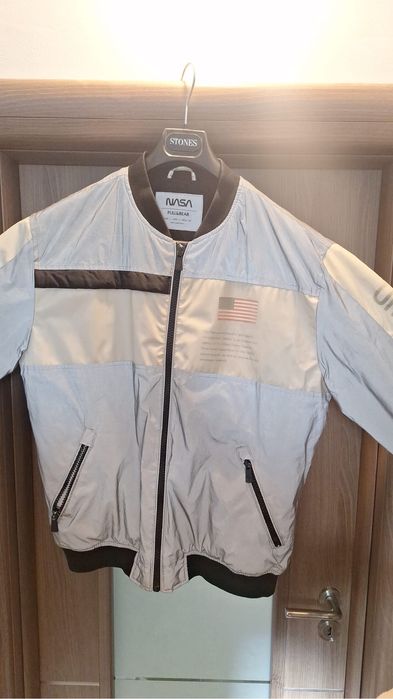 Geaca Nasa  USA culoare gri-alb-negru