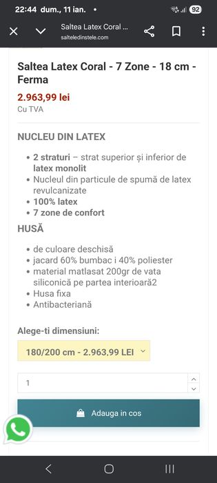 Saltea Latex 180*200*18cm