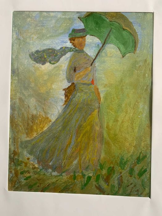 скулптура стара картина дама с чадър