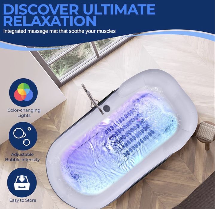 Cadă de baie SereneLife Spa cu saltea de masaj cu bule