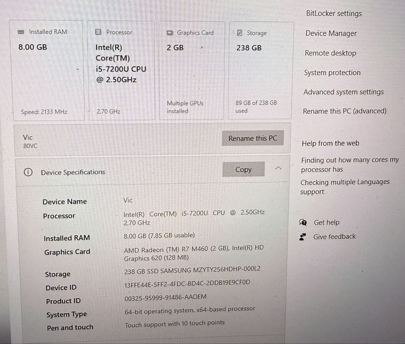 Lenovo yoga 15.4 inch touch i5 7200 U