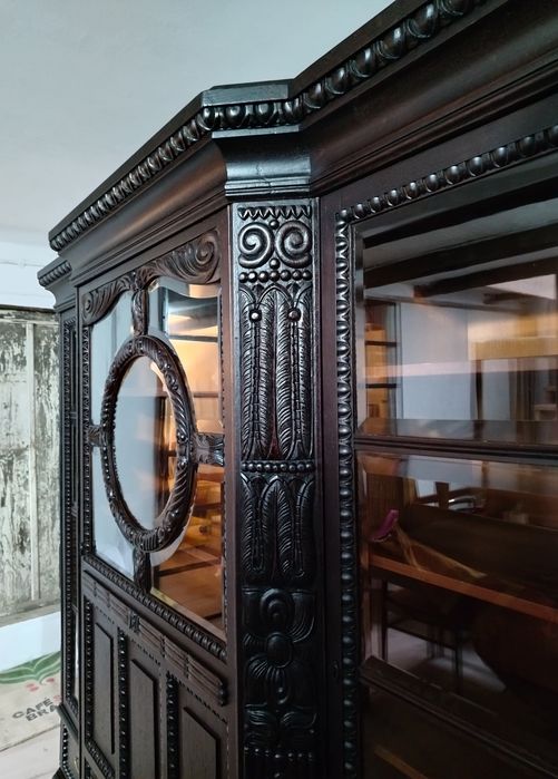 REDUCERE - Bibliotecă /Vitrina veche din lemn de stejar