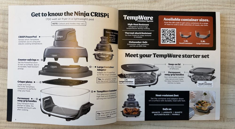 Ninja Crispi 4-în-1 Air Fryer - Vase Sticlă - Fără PFOA - impecabil