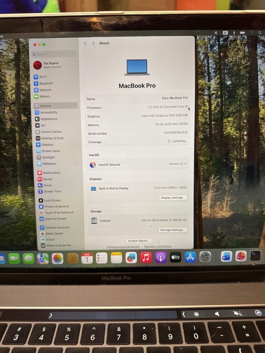 MacBook Pro 15” Retina / i9 / 16GB / 512GB / Отлично състояние.