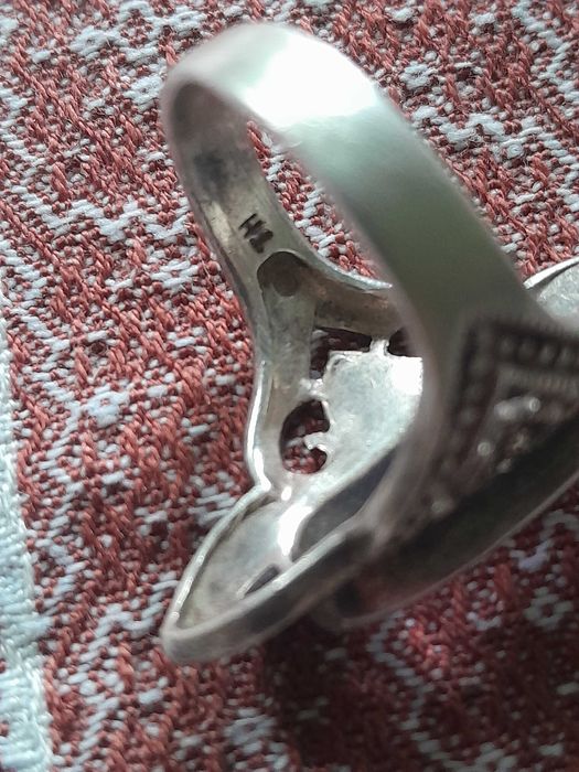 Inel argint 925 marcat, ametist și marcasite + poanson meșter