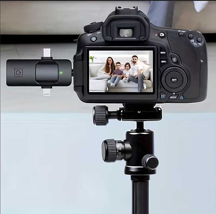 3 в 1 комплект от 2 мини безжични микрофони за телефон и фотоапарат