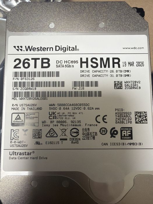 Hdd western digital 26tb dc hc695 nou sigilat sata 3 iii 3.5” Iasi