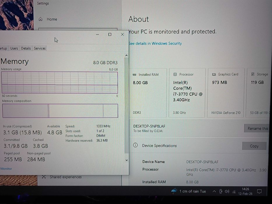 Kit placă de bază Gigabyte GA-H61M-S2PV + intel i7-3770 + 8GB DDR3