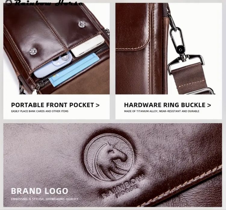 Мъжка бутикова кожена чанта с капаче /Кафява, дизайнерска естест. кожа