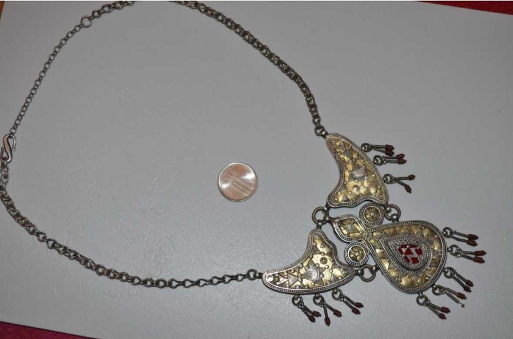 COLIER ARGINT 800 - La baza gatului - Tribal Ethnic Afghan - Vintage !