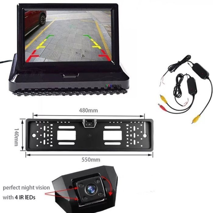 Kit 2 în 1 suport numar cu camera marsarier și monitor LCD 4.3"