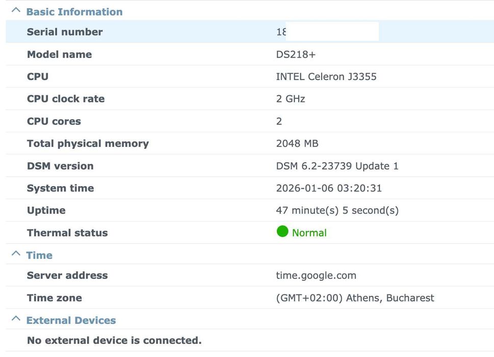 NAS Synology DS218+ 2x3TB WD RED