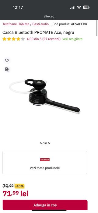 Casca Promate Professional Ultra-Slim Wireless Mono Headset