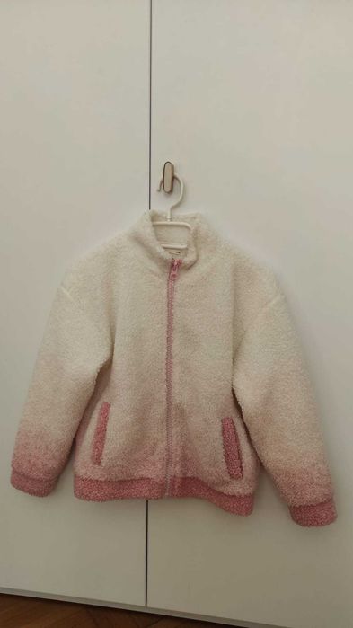 Geaca primavara boucle in degrade alb-roz fete 134cm, RESERVED