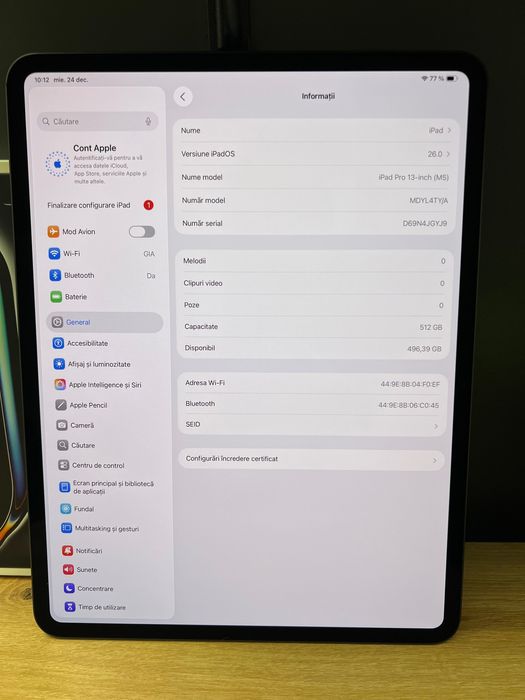 Apple iPad Pro 13 Inch M5 512GB WIFI NOUA NEFOLOSITA