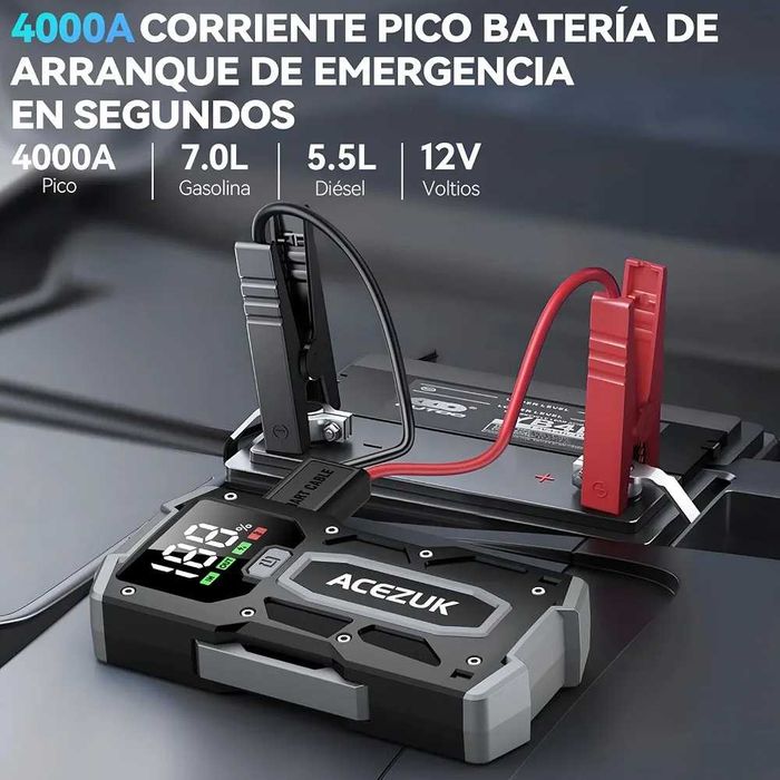 Чисто нов запечатан в целофан преносим стартер за кола ACEZUK M01 4000A джъмп стартер 12800mAh