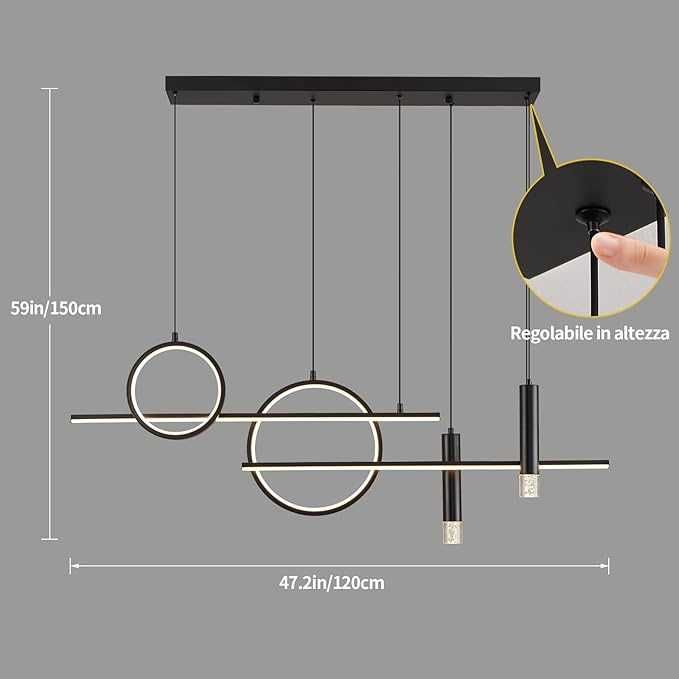 Candelabru modern LED, 120cm, dimabil, cu telecomanda, 60W