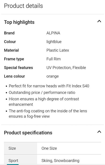 Ски очила Alpina