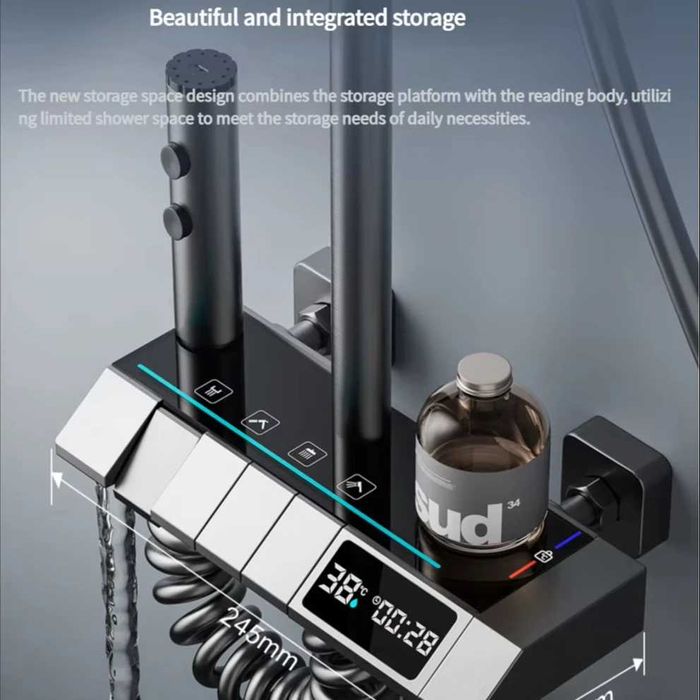 Модерен интелигентен термостатен душ с дисплей и LED подсветка