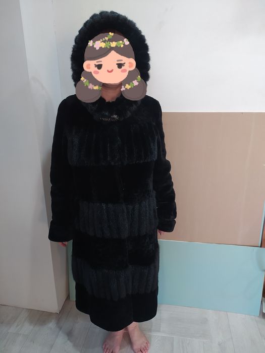 Шуба, мутон отделка норка