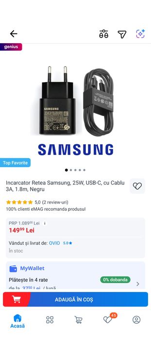 Vând încărcător original Samsung