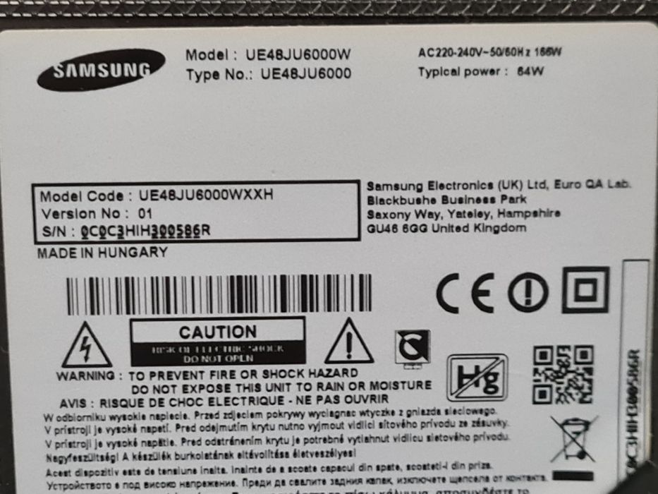 Телевизор Samsung  48 инча с повреден дисплей