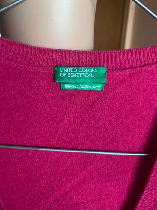 Жилетка Benetton  цвят фуксия ( мерино,