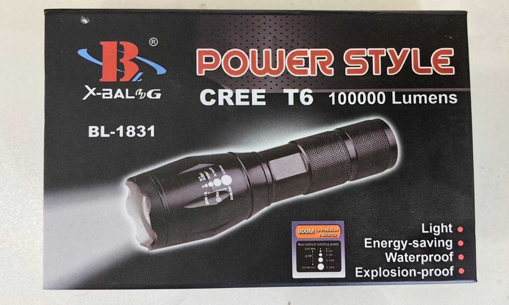 ПРОМОЦИЯ!!! Мощен LED ФЕНЕР със Стойка, Изнесен Спусък и Две Зарядни.