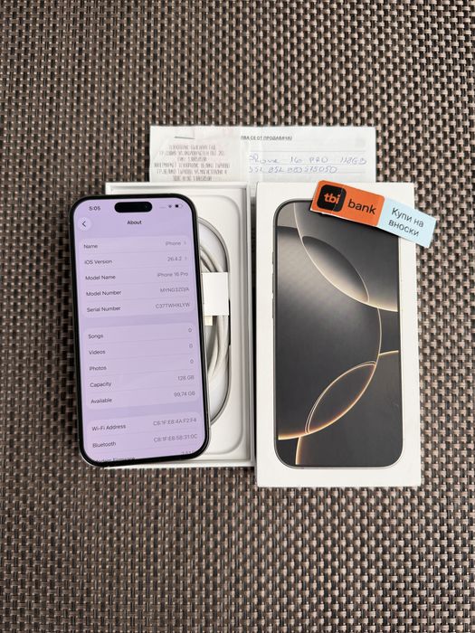 КАТО НОВ!*ЛИЗИНГ* iPhone 16 Pro 128Gb Natural Titanium / 24М ГАРАНЦИЯ