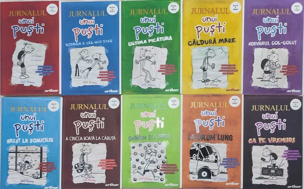 Vand carti pentru copii-Jurnalul unui Pusti (vol1-18),Ninja Kid (Vol 1-12 fara vol  8 si 10),Micutul Nicolas (4 volume) Capitanul Chilot (4 volume)